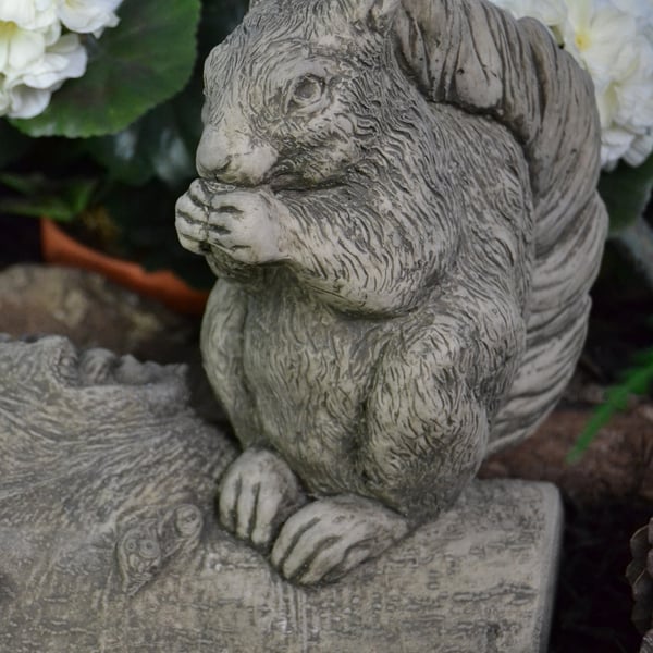 Kit the Red Squirrel Stone Garden Ornament