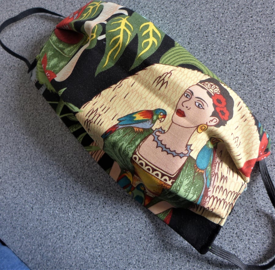 Frida Kahlo. Frida's Garden. Frida Face Mask. 3 Layers. Cotton. Washable
