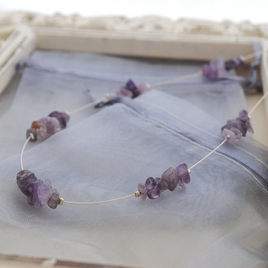 Sale-Amethyst floating necklace
