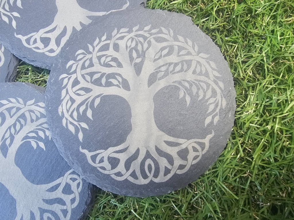 Tree of Life slate coasters drinkware home decor Folk Folklore Pagan