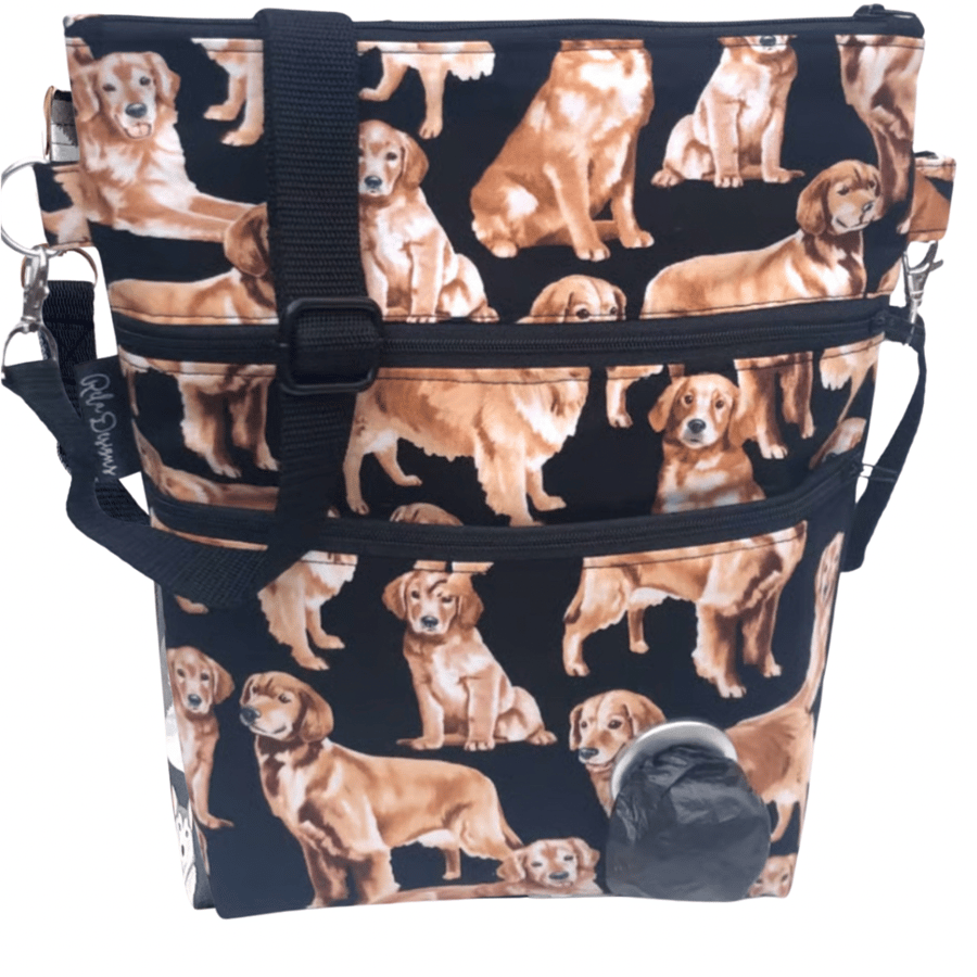 Dog walking bag, crossbody bag, shoulder bag , Golden retrievers