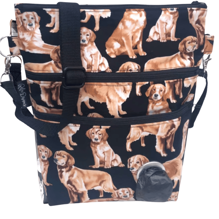 Dog walking bag, crossbody bag, shoulder bag , Golden retrievers