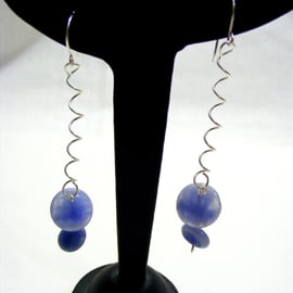 Blue Lace Jasper  Coil Gemstone Earrings.