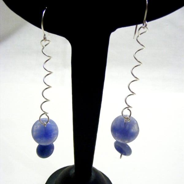 Seconds Sunday Blue Lace Jasper  Coil Gemstone Earrings.