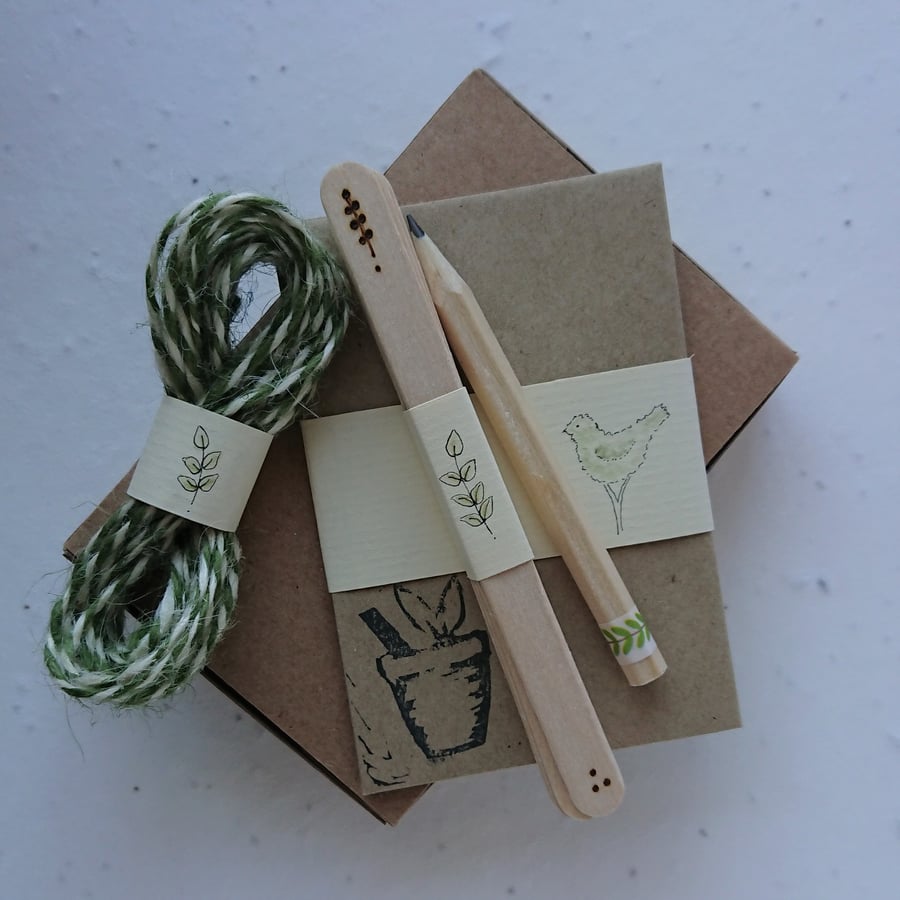 Topiary Garden Gift Set - plant labels, seed envelopes, twine & pencil