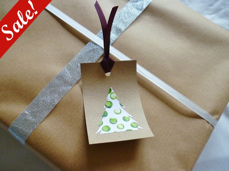Sale - Set of Ten Christmas Tree Tags - Green