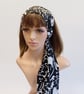 Monochrome long head scarf, pin up hair tie, retro hair scarf