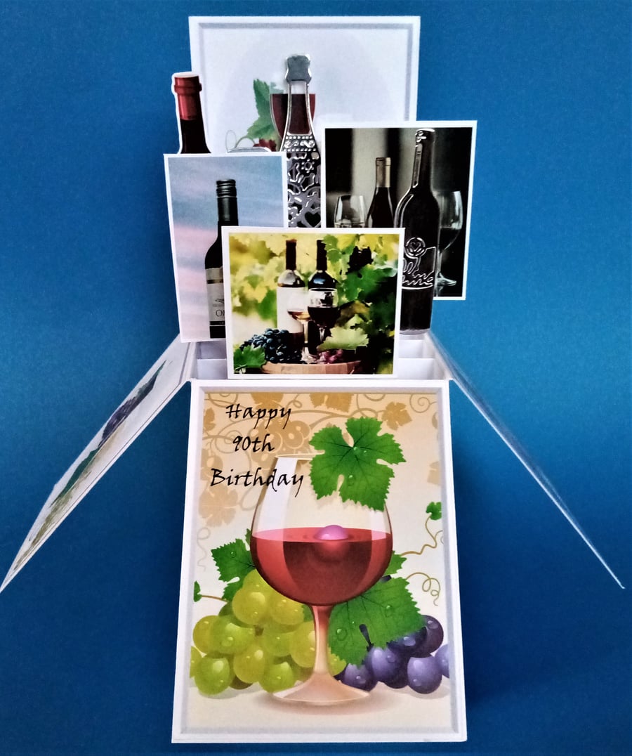 Men's 90th Birthday Card with Wine