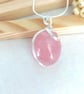 Rose Quartz Necklace - Wire Wrapped Rose Quartz Tumble Stone - Heart Chakra Gift