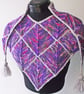 Shawl, Scarf, Wrap, Knitted Handspun Dyed, Purple, Pink & Grey, Merino - Image 1