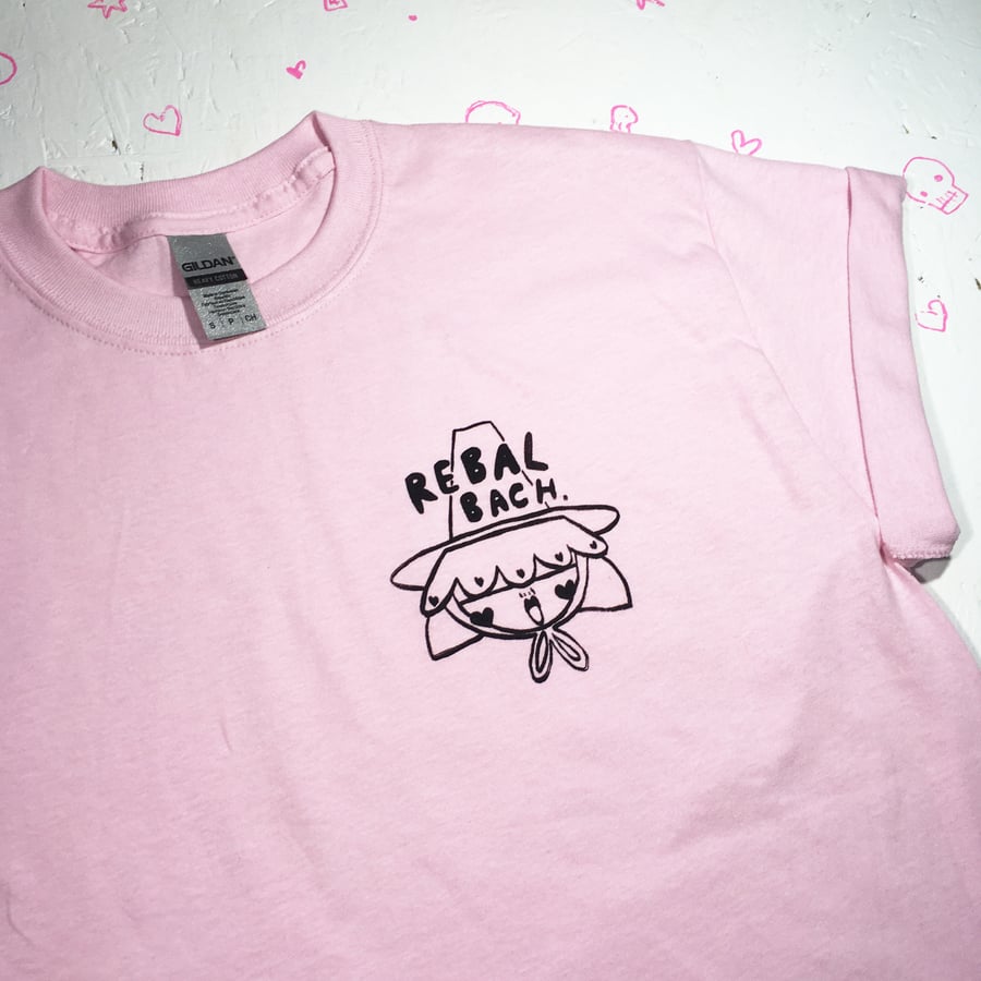 Rebal bach- Handprinted Tshirt (made to order)