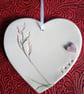 Ceramic floral "love" heart hanging - Image 1