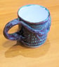 Pottery tree mug finished in blue and brown bark colour glazes - Image 1