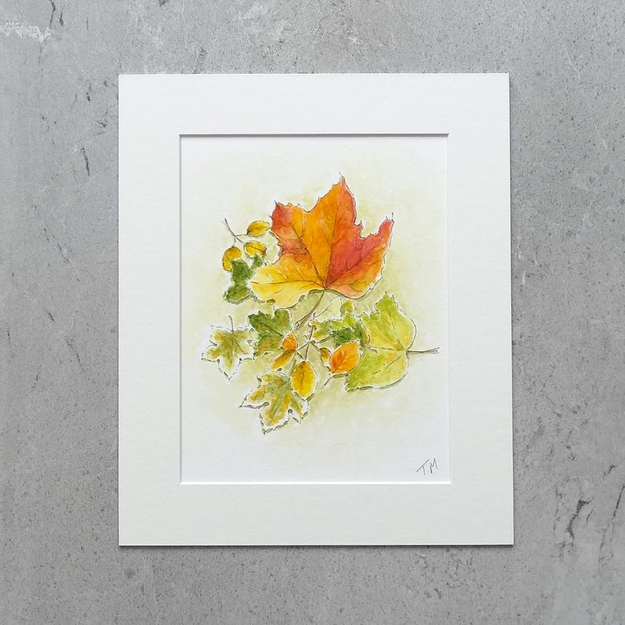 Original Art Watercolour Painting Autumn Colour 