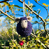 Needle felted purple sheep bauble hanger decoration - countryside 