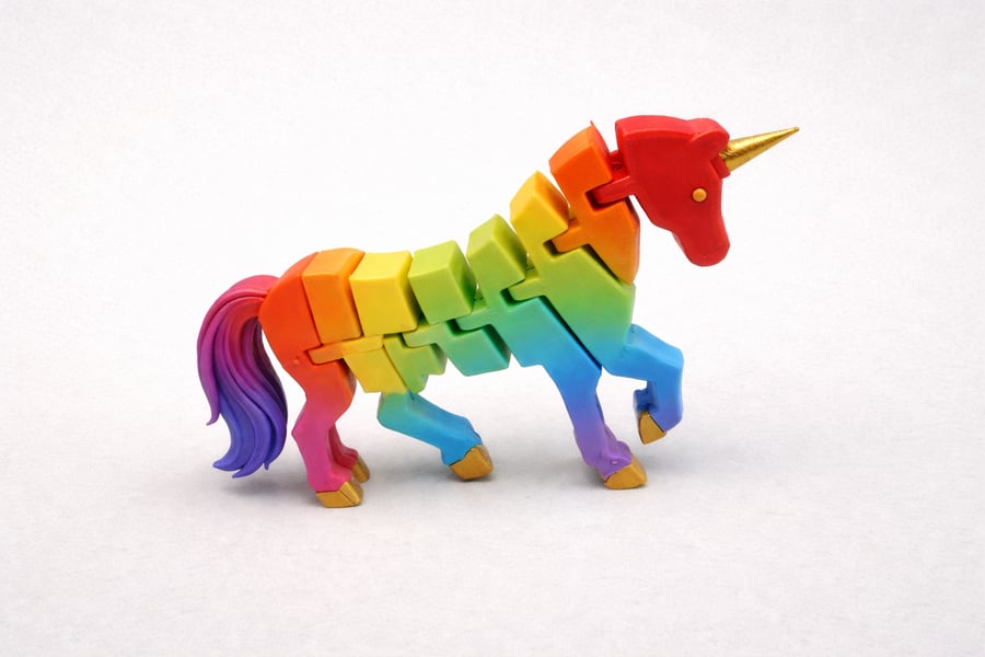 Flexi Articulated Unicorn 3D Printed Figure 120mm - 80mm Fully Customisable