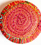 One Inch Badge Flower Fabric Badge with Free Machine Embroidery 