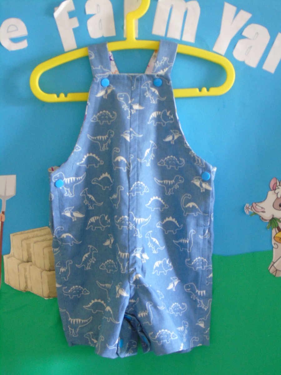 dinosaur print shortie dungaree  size 12 mths 