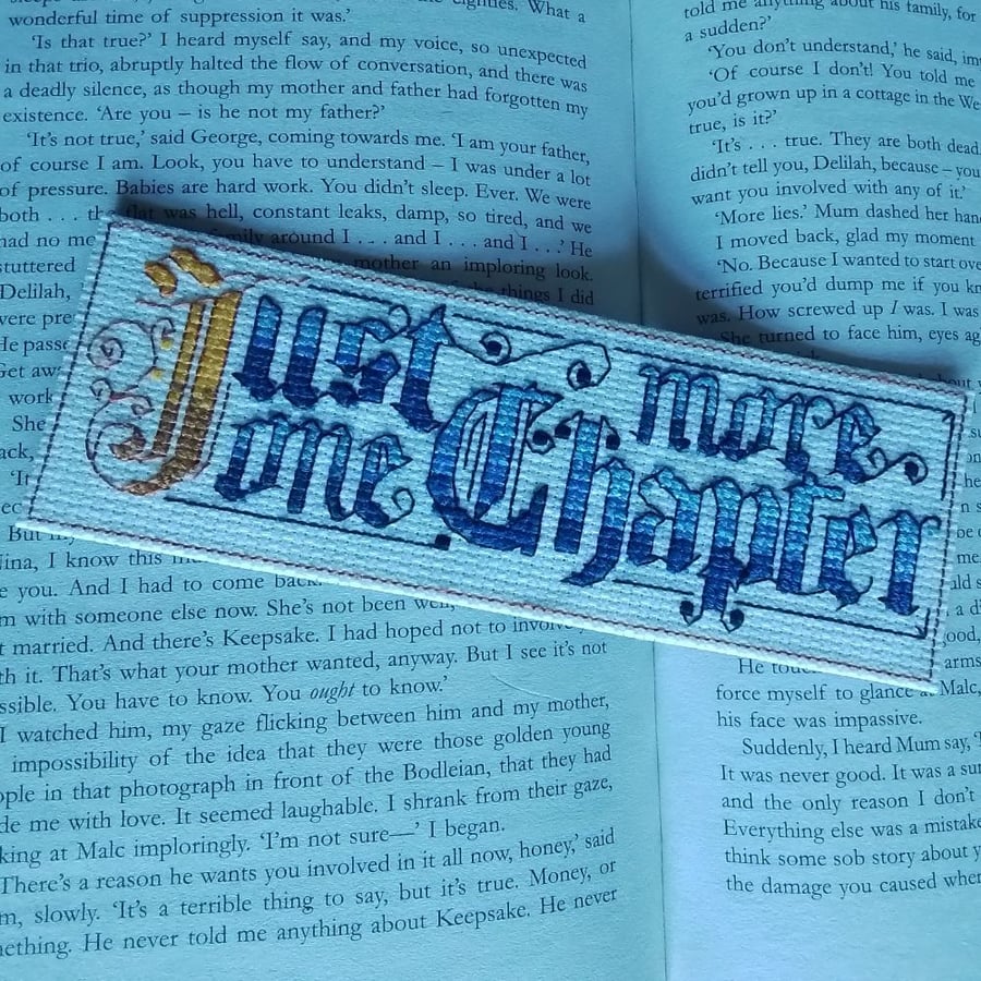 Just One More Chapter Bookmark, Book Lover Gift, Reading Gift - Blue