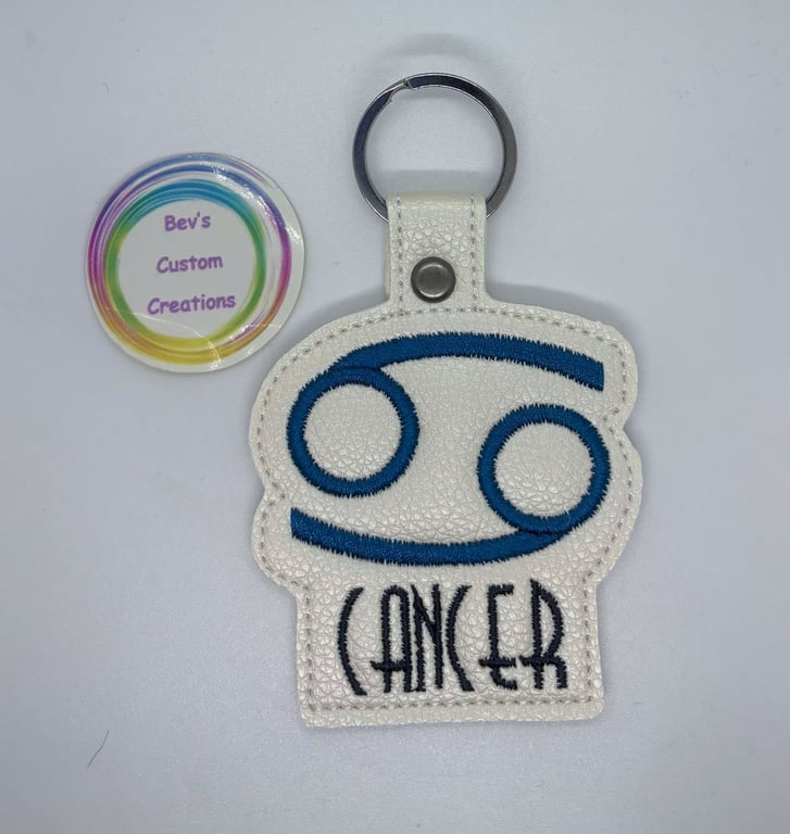 Embroidered Zodiac sign Keyring design - Cancer