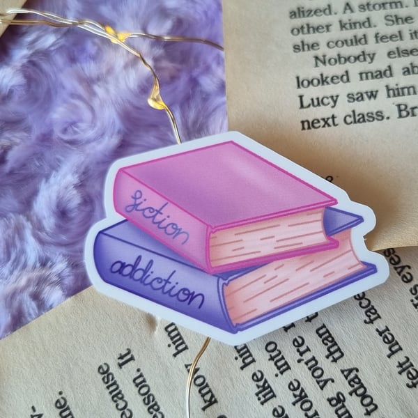 Fiction Addiction Sticker - Die Cut Stickers -  Bookish Stickers