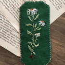 Hand embroidered Daisy felt bookmark