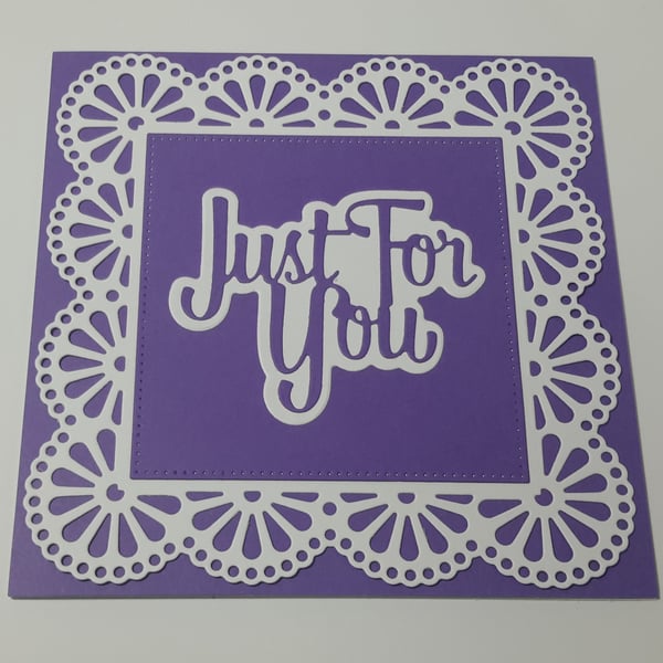 Just For You Greeting Card - Purple and White