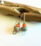 Pebble & Orange Bead Earrings - Image 4