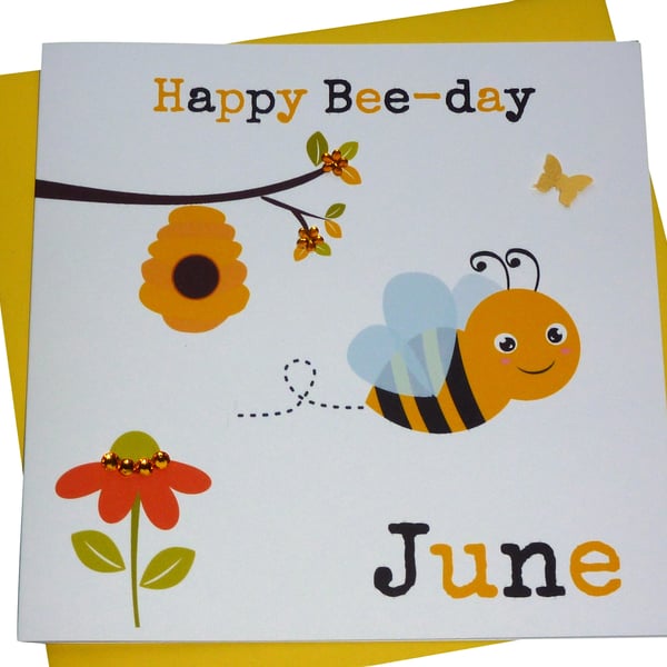 Handmade Personalised Bumble Bee Birthday Card
