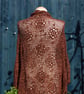 Large triangular crochet shawl in sparkly bronze vintage thread - design LF427 - Image 1