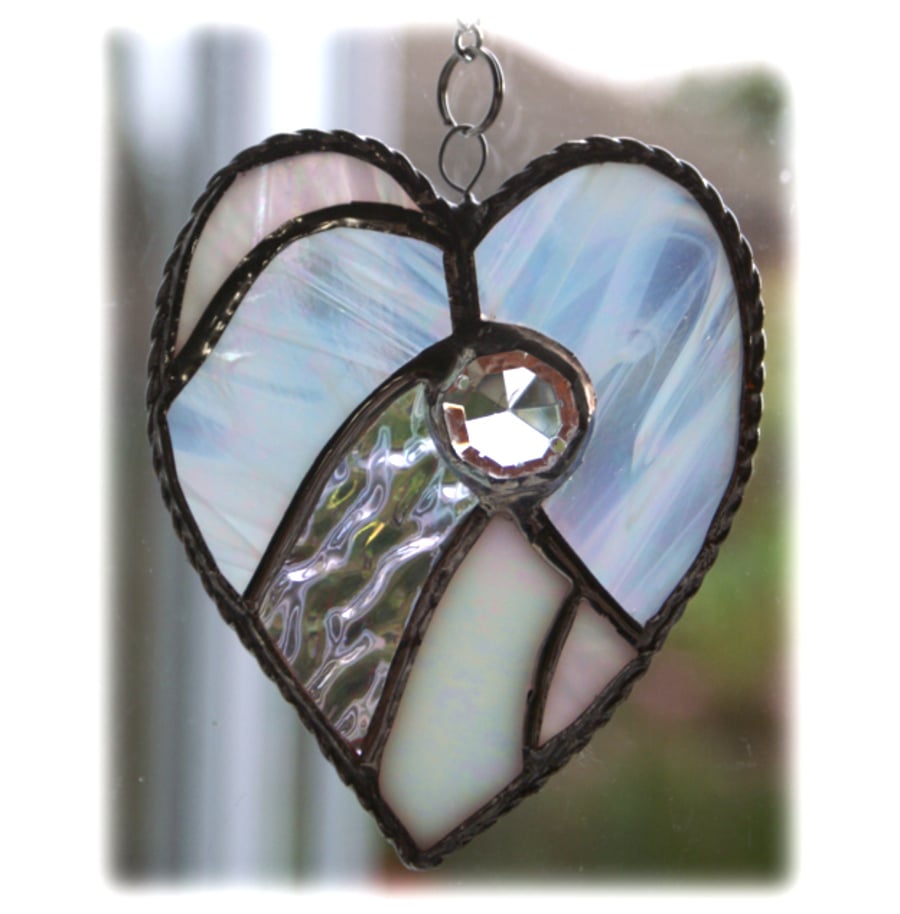 Shiny Crystal Heart Suncatcher Stained Glass Pearl 
