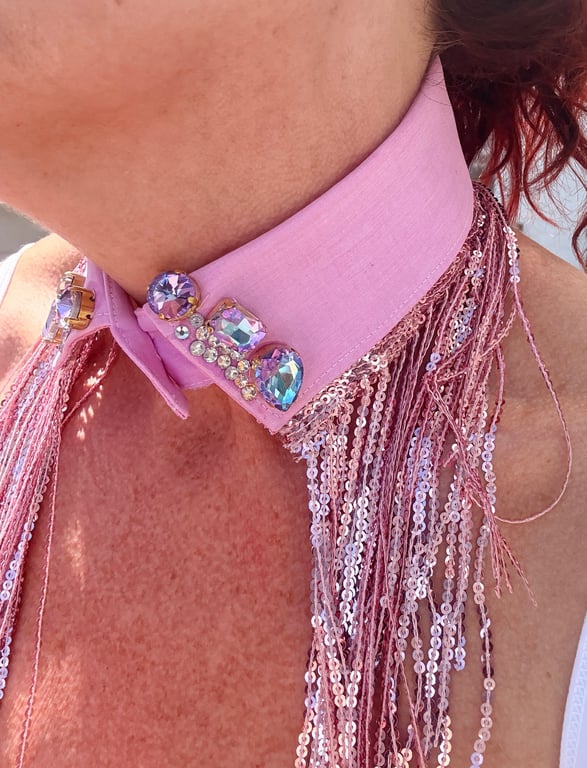 Sequinned Neckcessorie -  Baby pink & mauve 