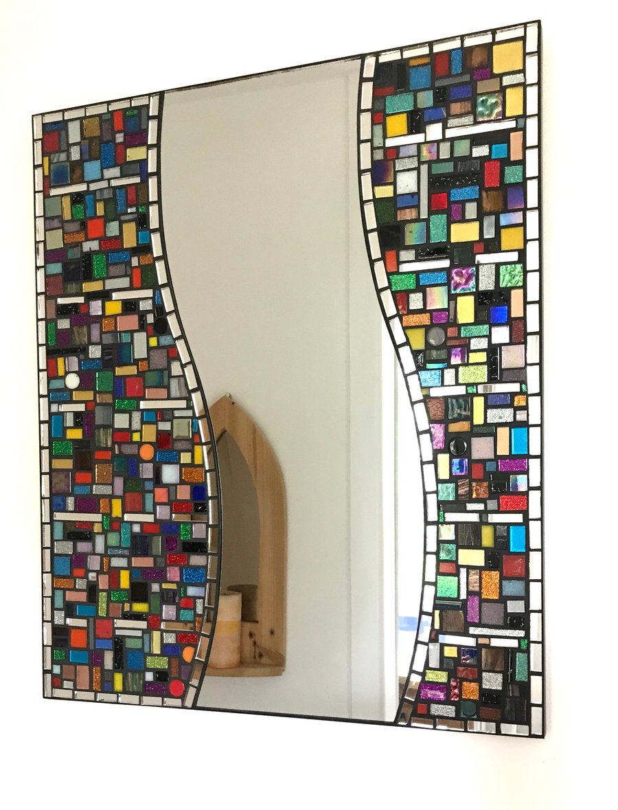 Multi-colored mosaic mirror suitable all situat... - Folksy