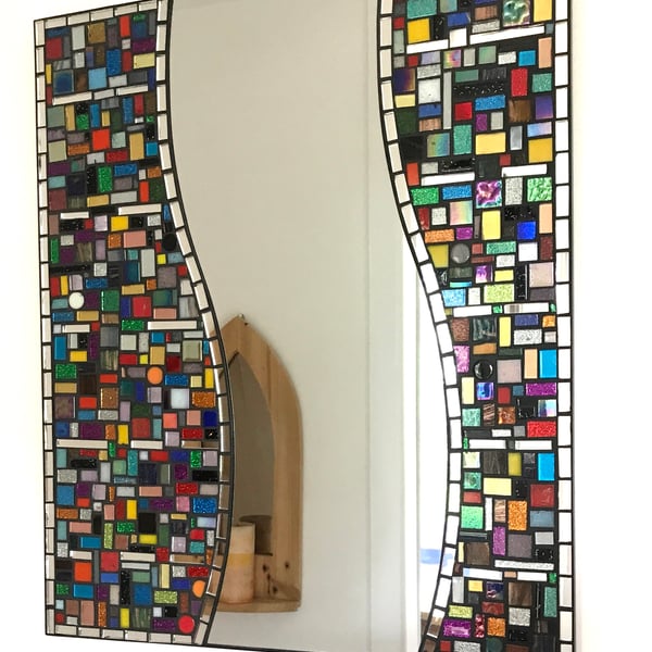 Multi-colored mosaic mirror suitable all situations.