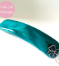Handmade Peacock Blue Streaky Fused Glass Hair Barrette – Unique Hair Clip