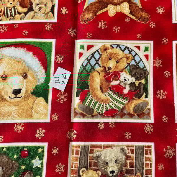 Christmas square fabric bears 