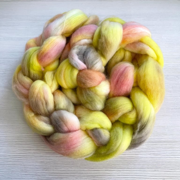 Polwarth Hand Dyed Fibre, Combed Top or Roving 100g