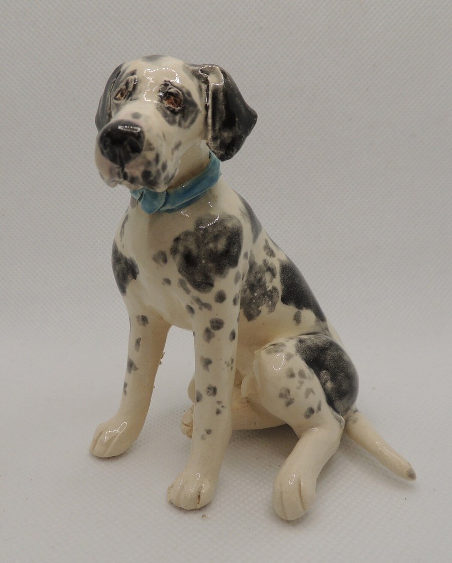 Ceramic Harlequin great dane sculpture 