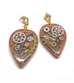 Golden Steampunk Resin Earrings, Handmade with Holographic Glitter