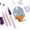 Winter Squirrel Christmas Gift Tags - Eco Friendly, Compostable