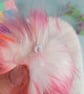 Matching Mum and Baby Crochet Hats, White Beanies with Pink Faux Fur Pom Poms  - Image 7