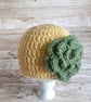 Handmade Crochet Baby Beanie with Flower, Optional Colour Choices and Sizes - Image 2