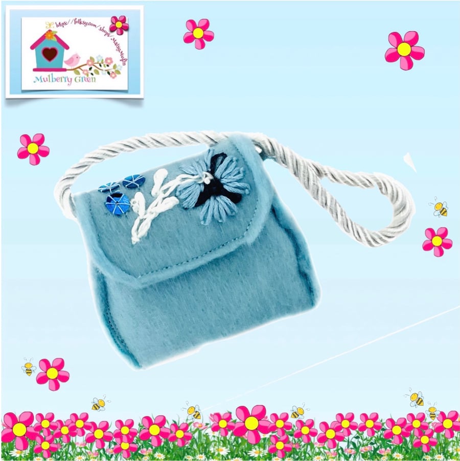 Reserved for Connor - Blue Embroidered Handbag