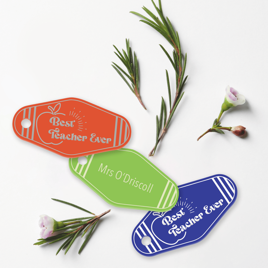 Best Teacher Ever Fun Design Keyring, Teacher Appreciation Gift, Small Gift