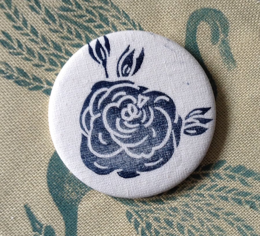 Hand Printed Rose Pocket Mirror