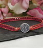 Pink spinel gemstone and orange leather bracelet, August birthstone  - Image 2