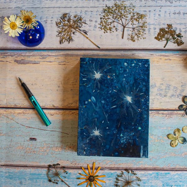 Three Blue Daisies A5 Coptic Journal (Folksy070)