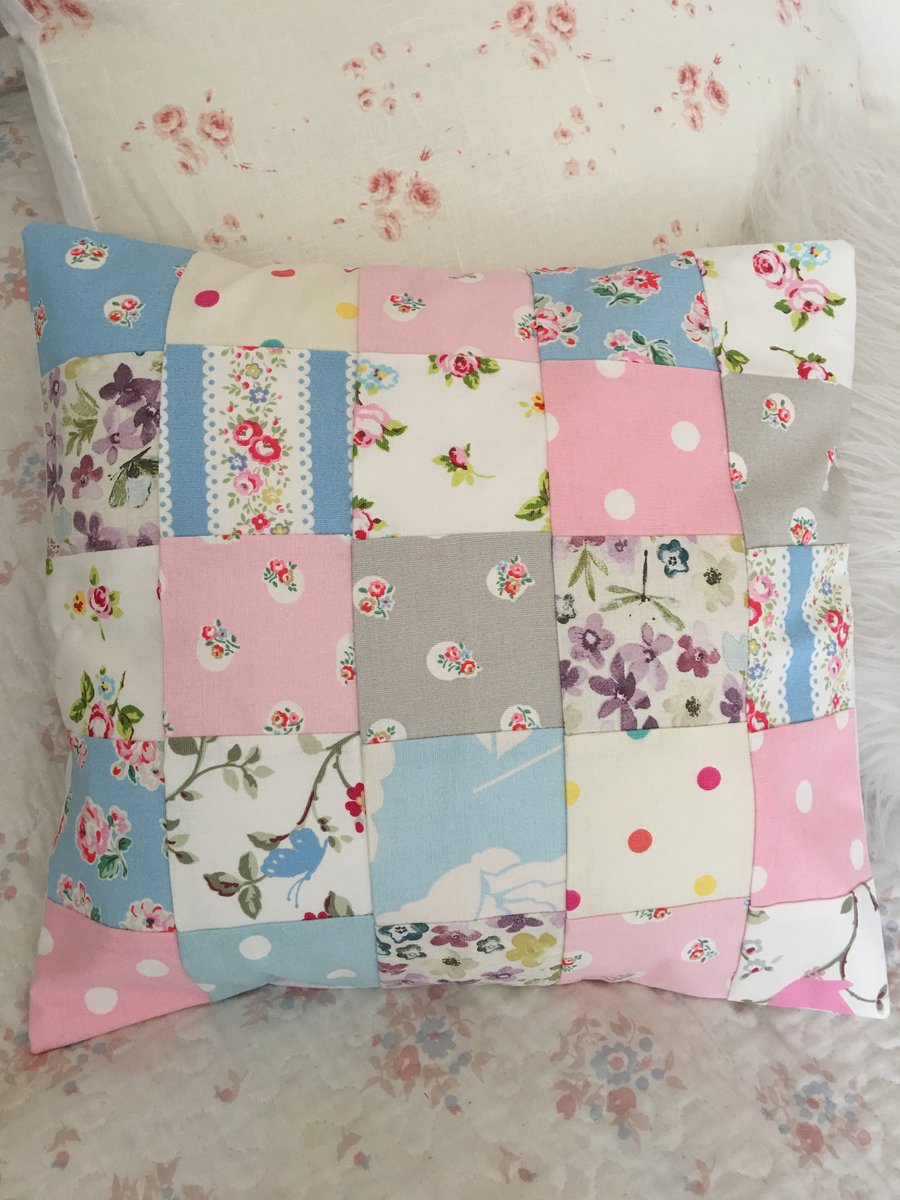 Patchwork cushion cover in Cath Kidston,Clarke & Clarke Cotton  fabrics 