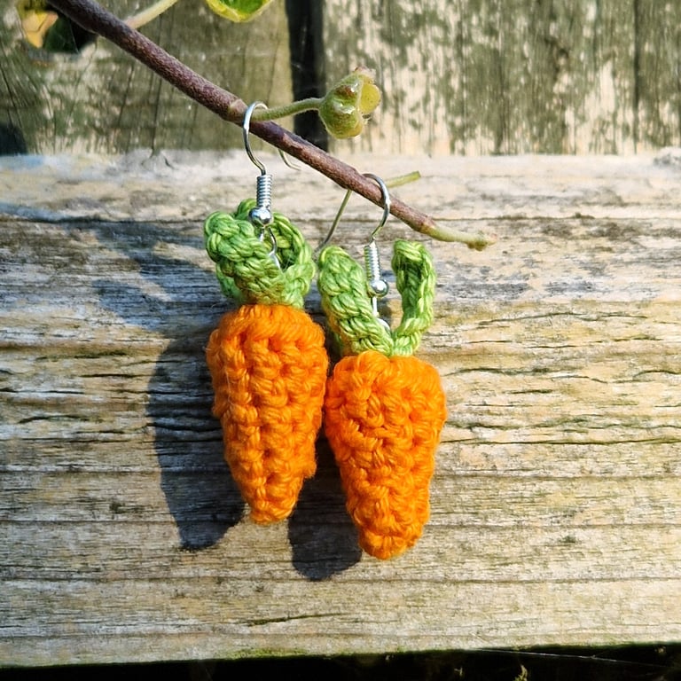 Carrot earrings, Orange earrings, Vegetable earrings, Fun dangle earrings