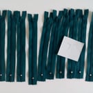 Zip, Pack of 10 dark teal 7" zips,  teal, zip, 7" zip, 18 cm zip, nylon zip, 